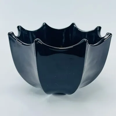 Black Amethyst Umbrella Shape Scalloped Edge Glass VTG Bowl Dish Art Indiana • $19.95