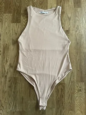 Zara Halter Neck Bodysuit Nude Peach UK Medium  • £10.95