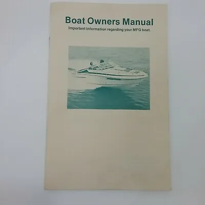 Vintage MFG Boat Owners Manual Union City Pa.36 Pg. Molded Fiber Glass Boat • $25