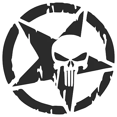 Punisher Skull Distressed Star Decal Army Military Car Truck Sticker • $4.99