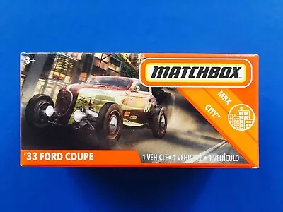 2020 Matchbox Power Grabs BROWN 1933 FORD COUPE CUSTOM V8 HOT ROD RACER New Box! • $17.95