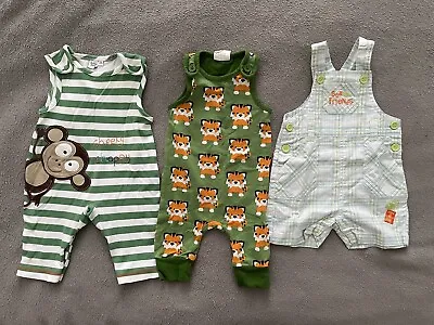 Baby Boy Girl Spring Summer Green Dungaree Bundle 0-3 Months Maxomorra • £6