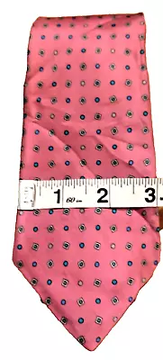 Geoffrey Beene Designer  100% Silk Pink Blue Dot Men's Neck Tie Made In USA • $17.08