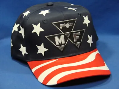 Massey Ferguson Tri Logo Tractor Hat - USA Stars & Stripes - Snapback - Trucker • $25