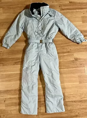 Womens Fera Baby Blue Ski Suit Vtg 70s 80s Snowsuit One Piece Zip Retro Sz 10P • $59.99