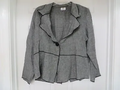 I. C Collection By  Connie Linen Long Sleeve Black/white Check Blazer Top M NWOT • $54.94