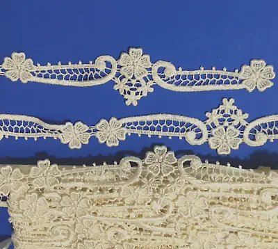 Bridal Border Venice Lace Trim Embroidered Lace Trim 1/2  To 2  Ivory 3 Yds #E29 • $12.95