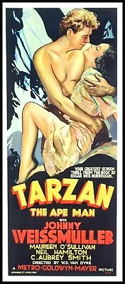 Tarzan The Ape Man Vintage Movie Poster Canvas Print Fridge Magnet 7x16 Large • $29.95