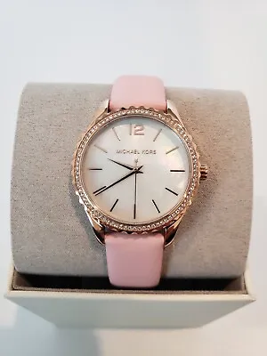 Michael Kors Ladies Layton Rose Gold-Tone Powder Blush Leather Watch NIB MK2909 • $98.99