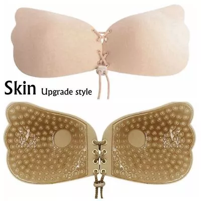 £2.99 • Buy SILICONE STRAPLESS INVISIBLE BRA Backless Push Up Adhesive With Drawstrings UK