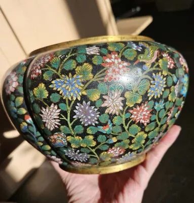 A Large Very Rare Quality Qing Dynasty Chinese Cloisonné Jardiniere • £6.50