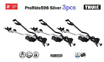  3pack THULE ProRide598 -Silver Roof Top Upright Bike Carrier-City Crash Tested • $9999