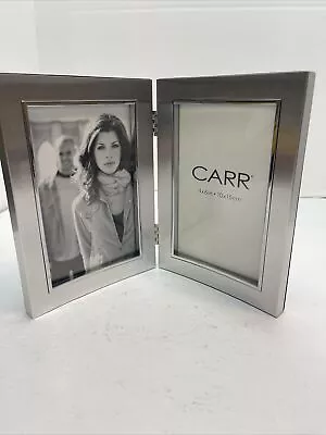 Carr Silver Double Hinged Photo Picture Frame Holds A 4 X 6 Inch Photo • $12.99