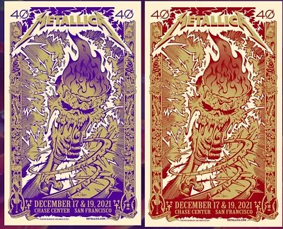 Metallica 40th Anniversary Concert Poster By Joe Simko Red & Purple Set S&N • $279.99