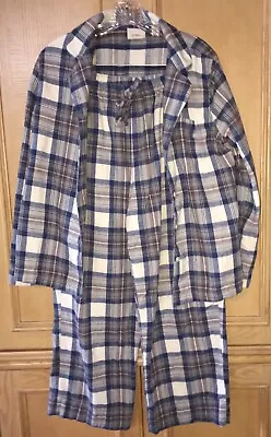 LL BEAN Vintage Plaid Flannel Pajama Set WOMEN M Button Shirt Long Lounge Pants • $24.99