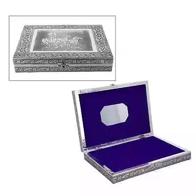 Handcrafted Aluminum Horse Pattern Jewelry Box With Velvet Interior Mirror • $22.04