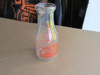 Yoder Dairy 1 Pint Pyro Milk Bottle Oyster Point  Newport News  Virginia VA • $39.99