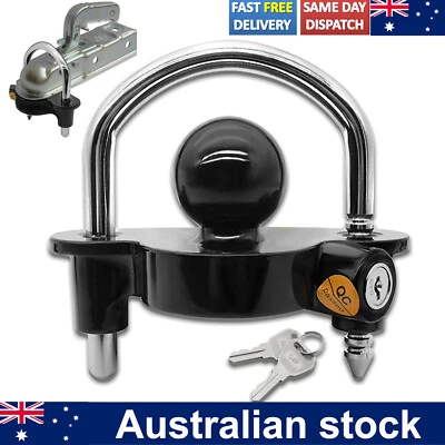 $24.99 • Buy Universal Black Trailer Coupling Hitch Lock Anti Theft Tow Ball Caravan Security