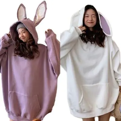 Kawaii Hoodies Women Lolita Winter Warm Oversized Sweatshirt Cute Bunny Ear Coat • $29.99