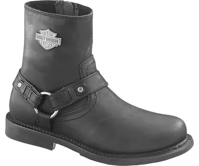 Harley Davidson Scout Zip Sided Full Grain Leather Boots In Black • $224.95