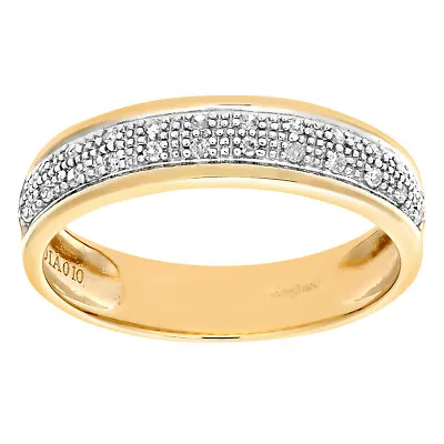 £241.99 • Buy Jewelco London 9ct Gold 10pts Diamond Micro Bead 2 Row Pave Wedding Ring 4.5mm