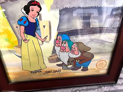 Walt Disney SNOW WHITE W/ 3 Dwarfs Signed MARC DAVIS Limited Sericel Framed COA • $245