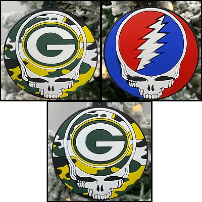 Green Bay Packers Grateful Dead Christmas Ornaments 3 Piece Set • $7.49