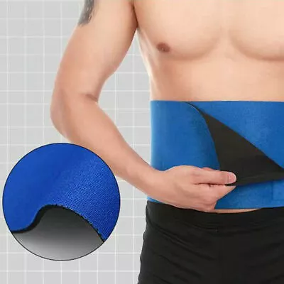 Men Women Tummy Waist Cincher Sweat Sauna Belt Trainer Body Shaper Slimming Gym • £4.98