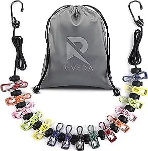 Portable Travel Clothesline With 15 Colorful Clips & Bag Elastic RV & Camping  • £16.76
