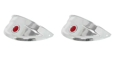 7  Chrome Headlight Red Dot Headlight Visors Bulb Trim Cover Chopper Bobber Pair • $37.49