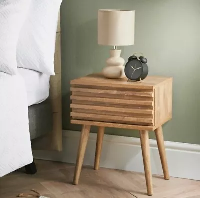 Mango Wood Craft Nightstand Bedside Table Drawer Side Cabinet Storage Chest Unit • £57.95