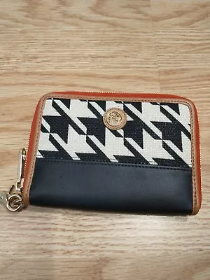 Wallet Black Leather/red Trim Spartina Daufuskie Island Houndstooth  • $29