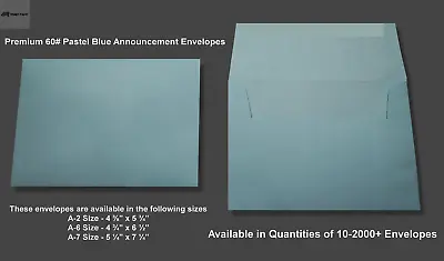 A2▪A6▪A7 60# Premium Blue Announcement Envelopes - Various Quantities • $8.49