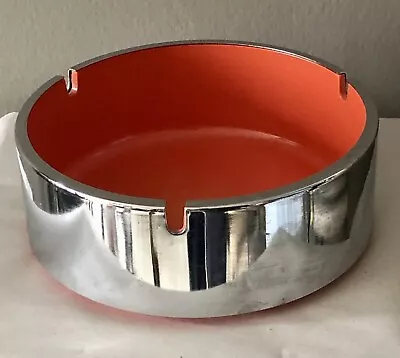 Vintage MCM Orange & Chrome Ashtray Isamu Kenmochi Japan Maru Trend Pacific • $28