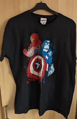 Captain America Iron Man T Shirt 2XL Black Graphic Print Marvel Civil War • £9.99
