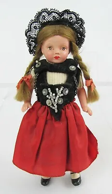 Vintage Minerva Germany Celluloid Jointed 5  Girl Doll W/ Braids - All Original  • $27.99