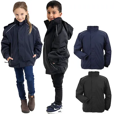 £7.99 • Buy Childrens Waterproof Jacket Hooded Raincoat Fleece Lined Rain Mac Kagool Cagoule