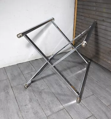 Vintage Mid Century Modern Chrome Metal X Sculptural Table Base Postmodern • $405