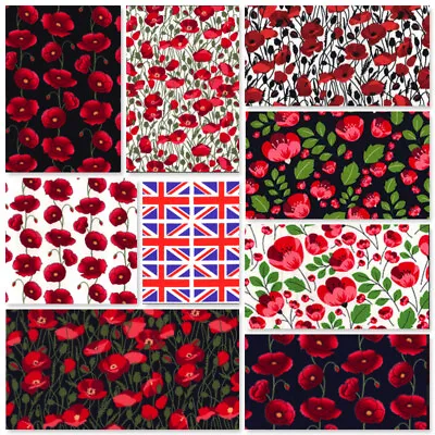 Rose & Hubble 100% Cotton Poplin Poppy Gb Union Jack Armistace Remembrance Day  • £7.99