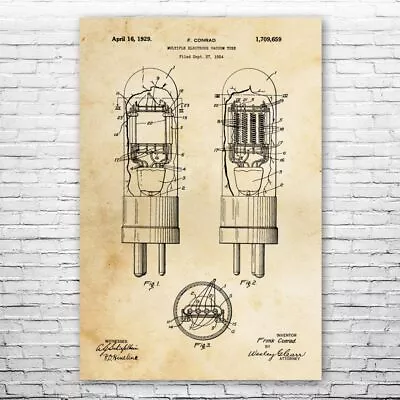 Vacuum Tube Patent Poster Print 12 SIZES Vacuum Tube Wall Art Technology Art • $42.95