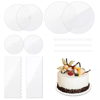 Acrylic Round Cake Disk Set - Cake Discs Circle Base Boards With Center7405 • £34.49