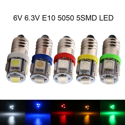 100Pcs DC 6V 6.3V E10 LED 5050 5 SMD Screw Led Bulb Light Pinball Battery Lamp • $10.11