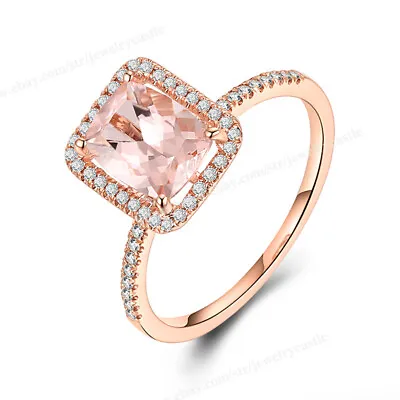 Natural Diamond & Pink Morganite Ring Women's Solid 10k Rose Gold Fine Jewelry • $459.99