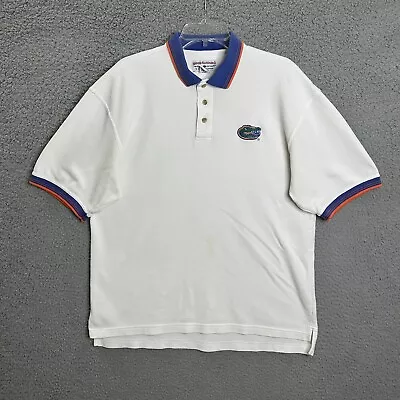 Florida Gators Polo Shirt Mens L White Blue Short Sleeve College Football Sports • $17.99