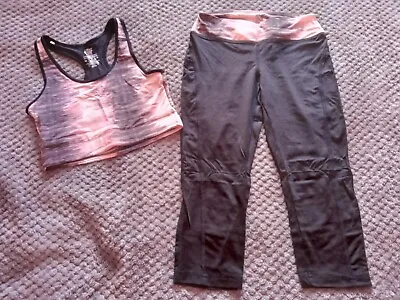 CRANE Ladies Panelled Sport Bra And 3/4 Leggings Set Size UK 8-10 Bnwot • £8.99