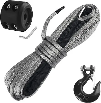 3/16 In X 50 Ft Synthetic Winch Rope 8350LBs Line Cable With Hook Stopper Gray • $53