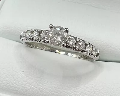 18ct White Gold Diamond Solitaire Ring With Diamond Shoulders - 0.50ct  -Size N • £425