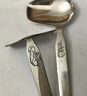 FALSTAFF Silver Plate EPNS 12.5cm Deco Childs Pusher Trainer Spoon Set - Cutlery • £18