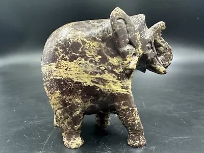 Beautiful Miniature 3” Carved Elephant Figure Marble Stone Trunk Up Must See • $9.99