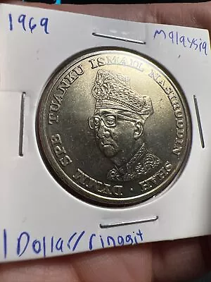 Malaysia 1959-1969 $1 Ringgit Coin 10th Anniversary Of Bank Negara Malaysia Z07 • $8.99